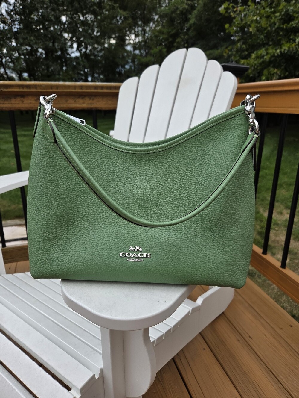 Coach Pebbled Leather LAUREL Shoulder/Crossbody Bag in Sage Green